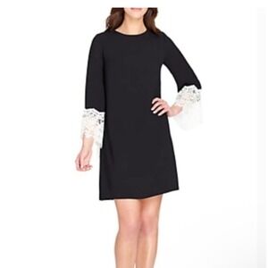 Tahari Arthur S. Levine Black Dress Lace Bell Sleeve Cocktail Party size 4‎